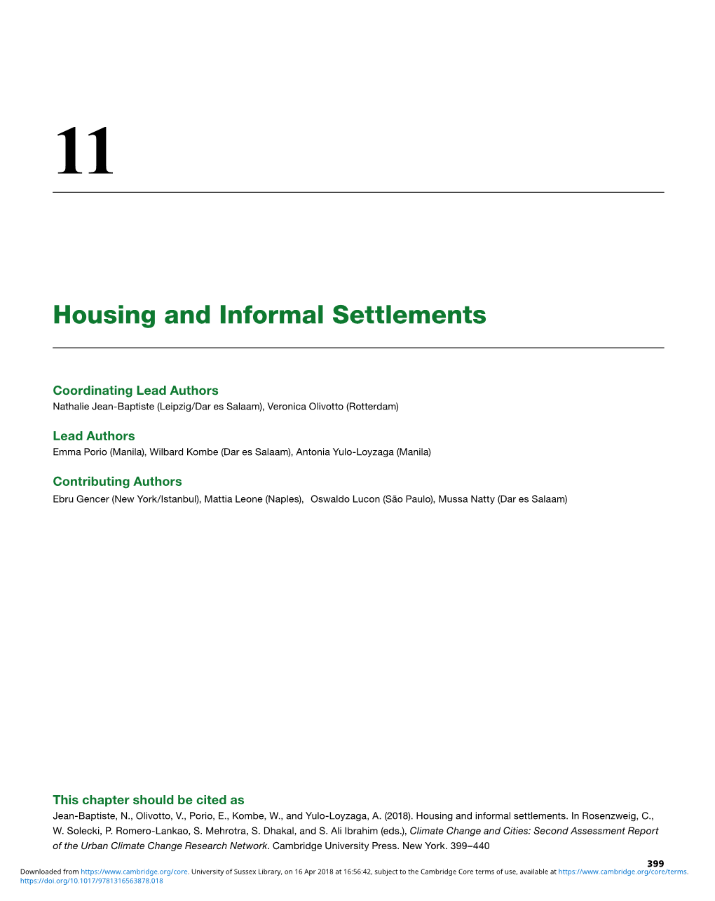 Housing and Informal Settlements