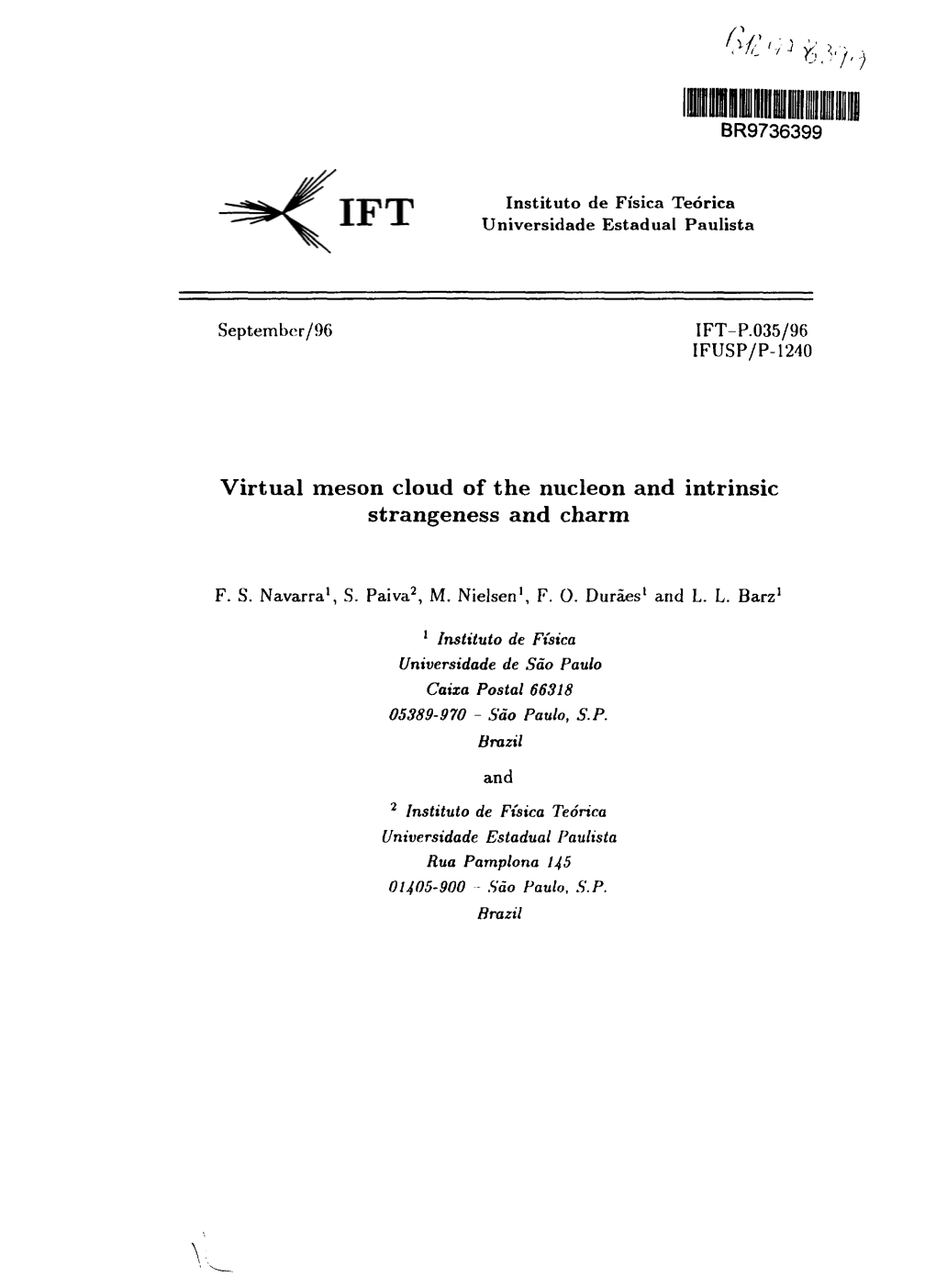 Virtual Meson Cloud of the Nucleon and Intrinsic Strangeness and Charm