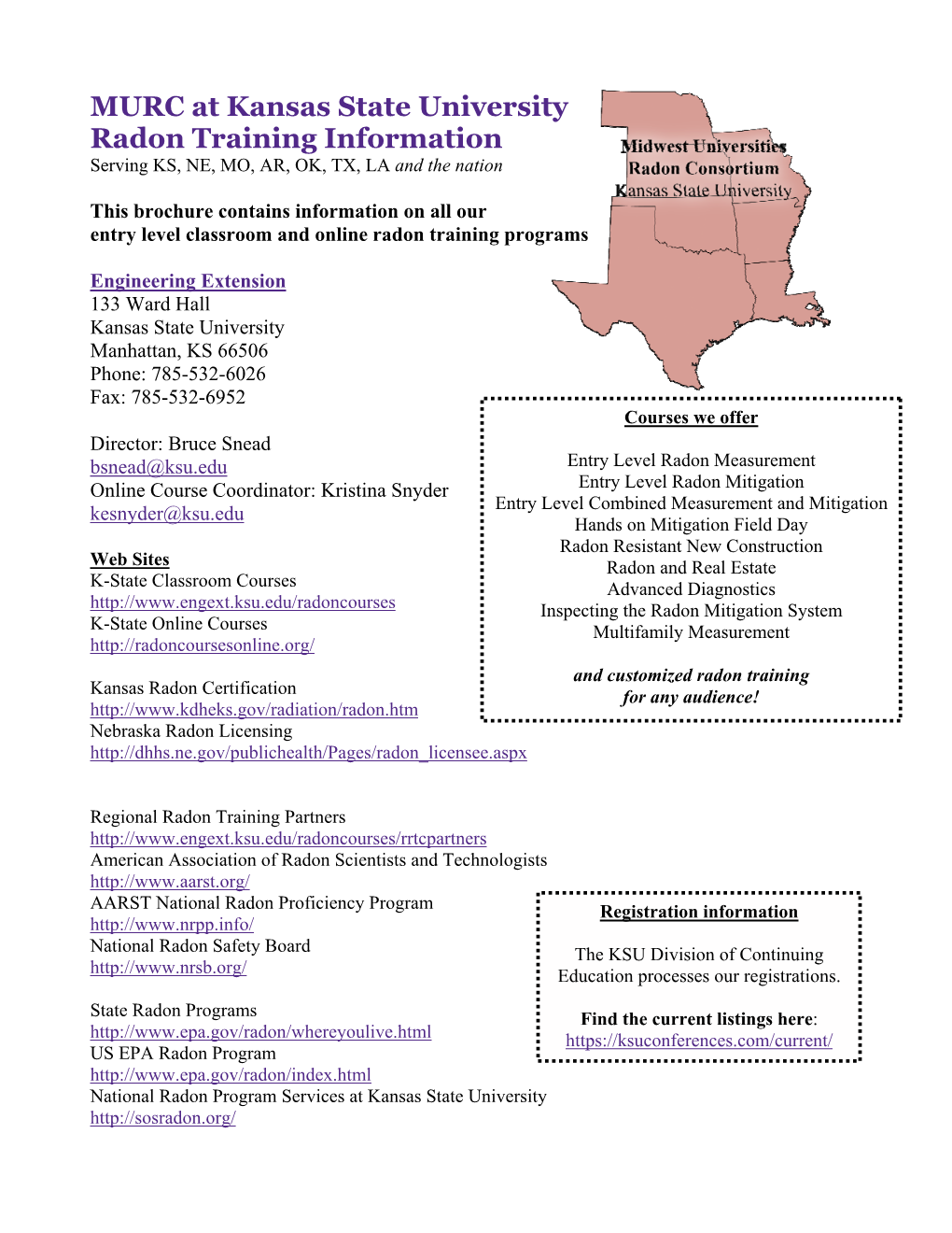 MURC at Kansas State University – Radon Training Information