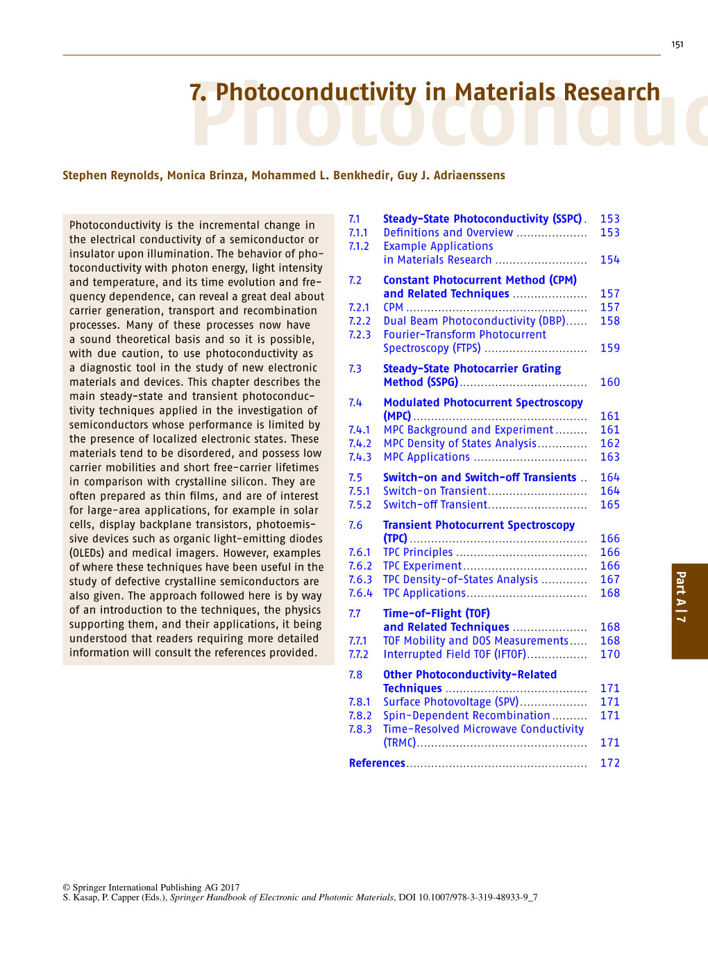 7. Photoconductivity in Materials Research C Stephen Reynolds, Monica Brinza, Mohammed L