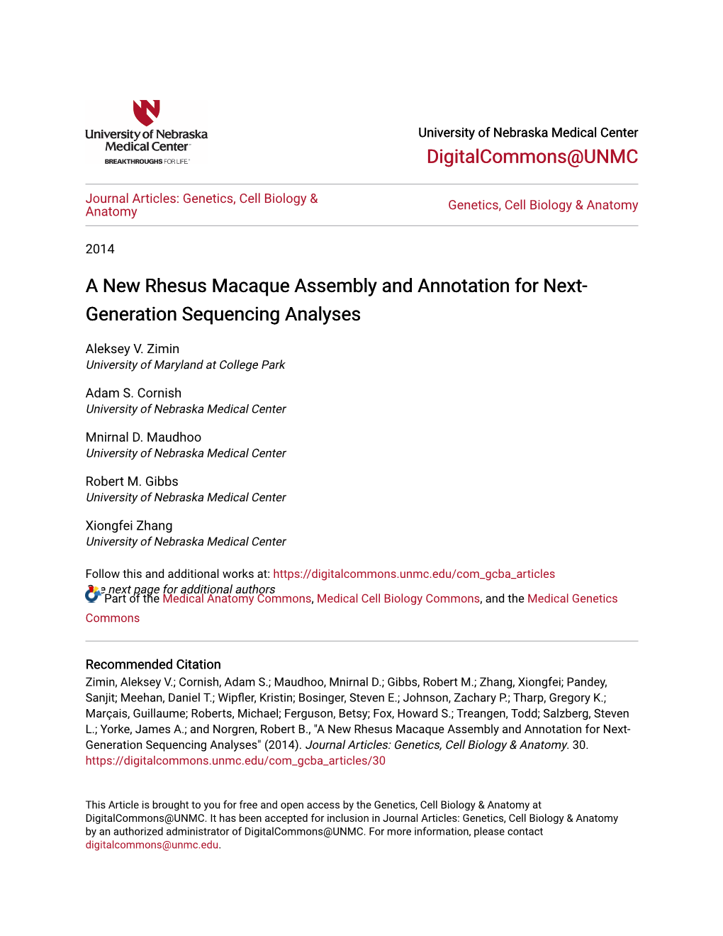 A New Rhesus Macaque Assembly and Annotation for Next-Generation