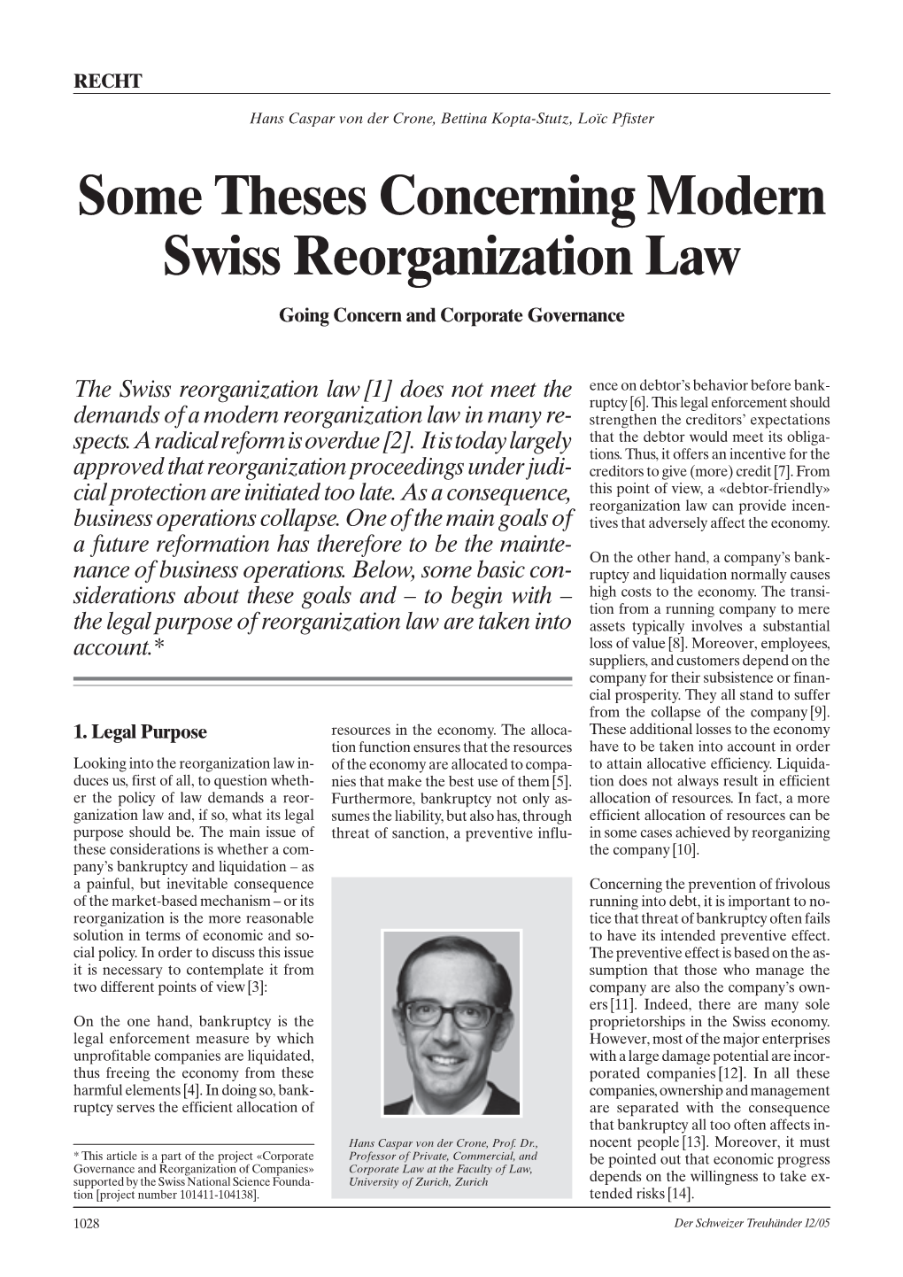 The Swiss Reorganization Law[1]