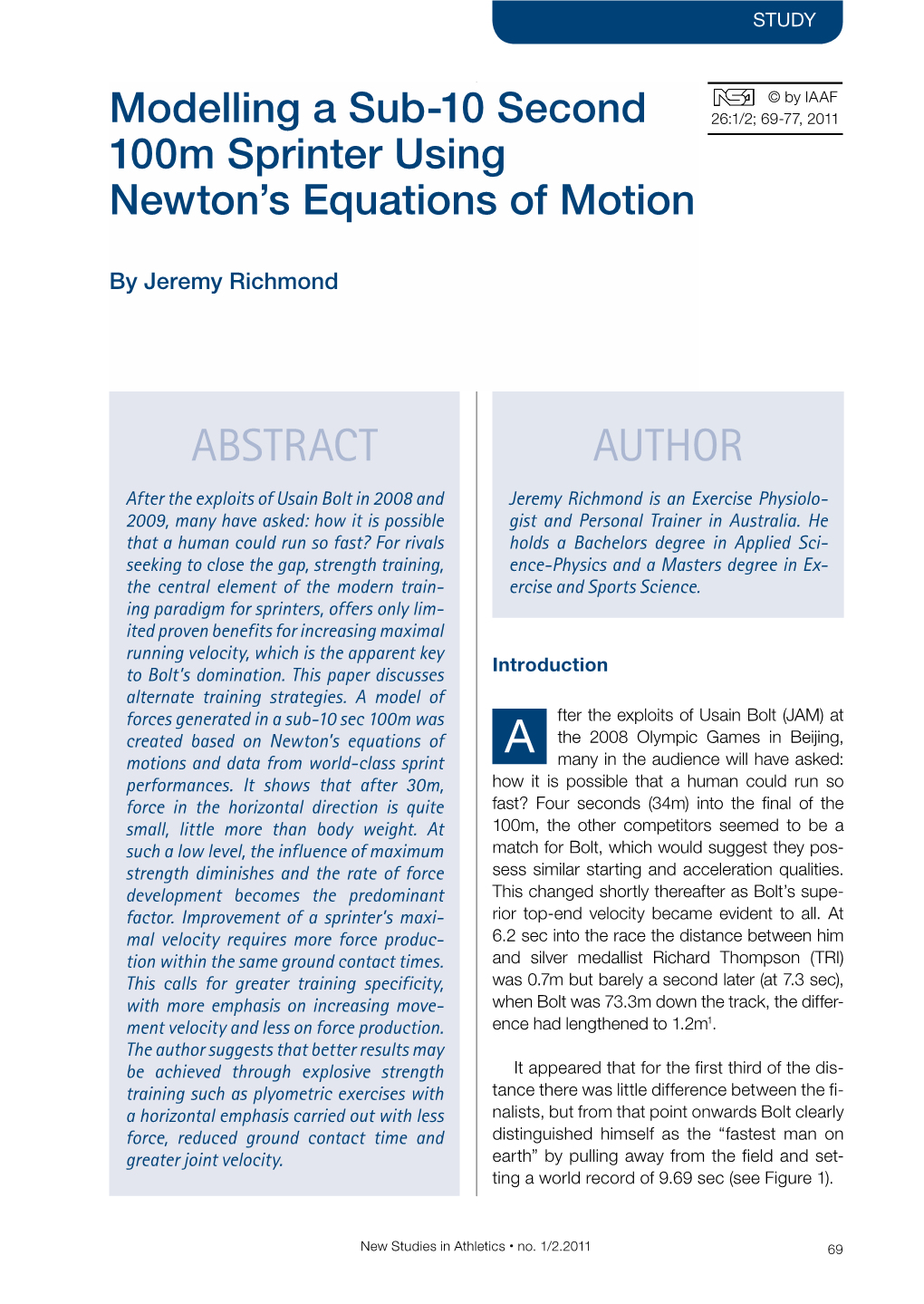 Modelling a Sub-10 Second 100M Sprinter Using Newton's Equations