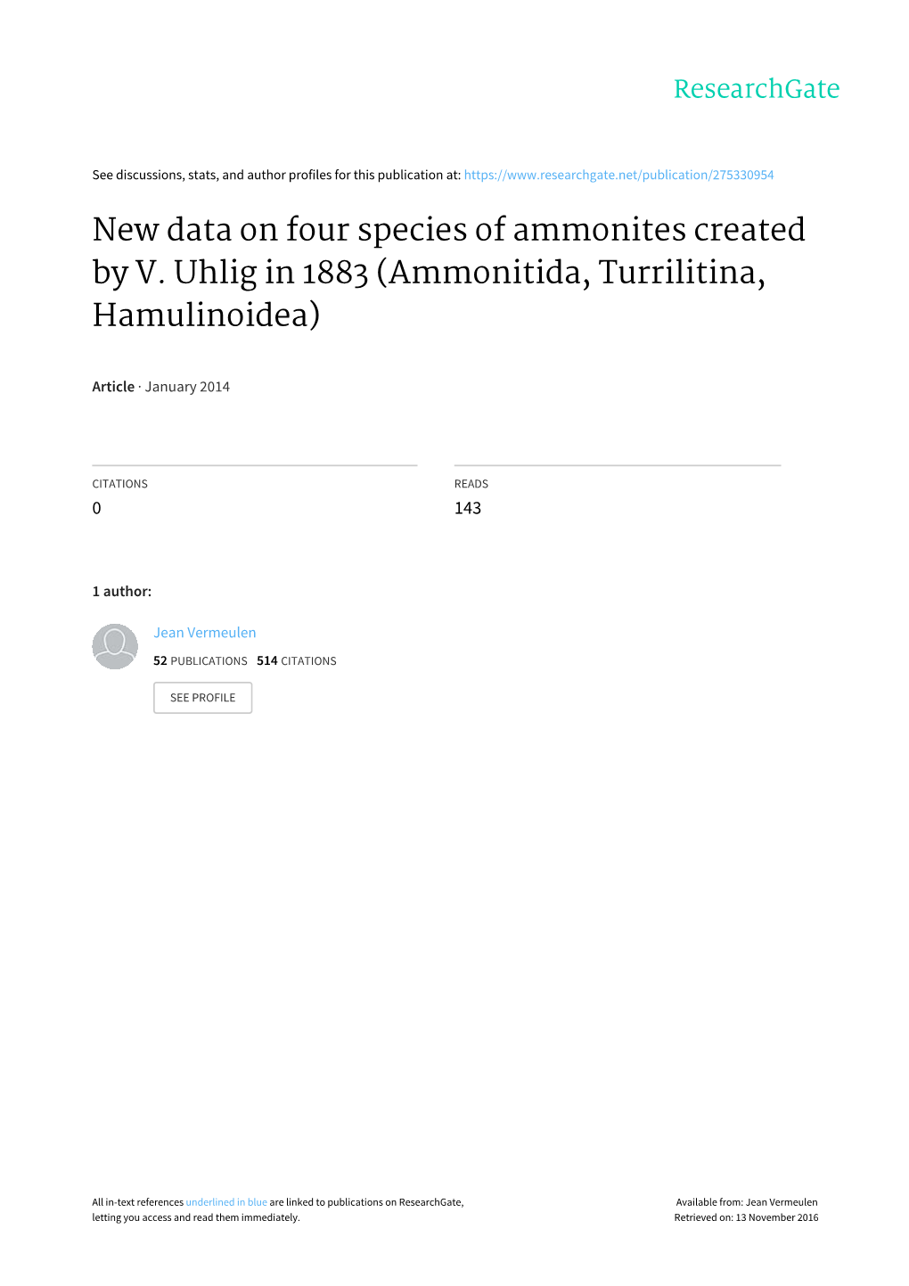 New Data on Four Species of Ammonites Created by V. Uhlig in 1883 (Ammonitida, Turrilitina, Hamulinoidea)