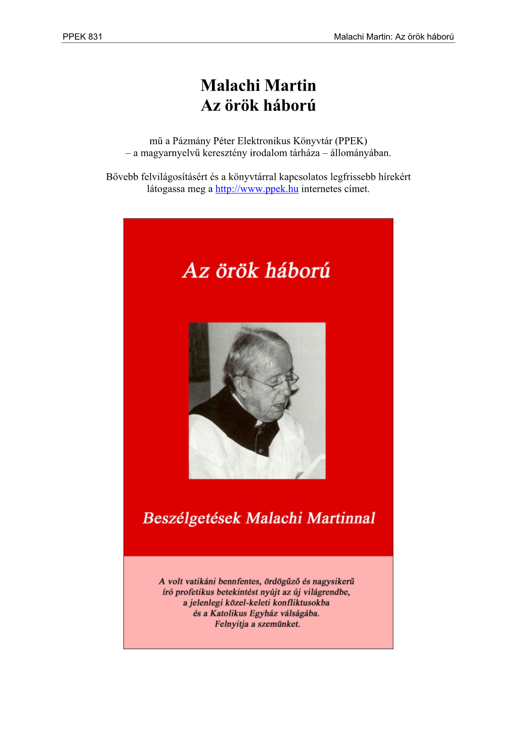 Malachi Martin: Az Örök Háború