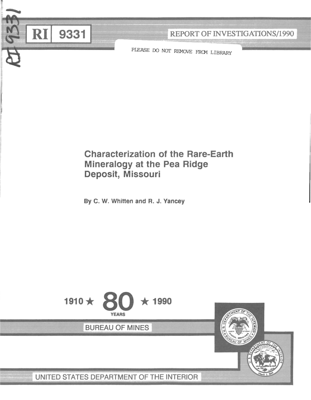 Characterization of the Rare-Earth Mineralogy at the Pea Ridge Deposit, Missouri