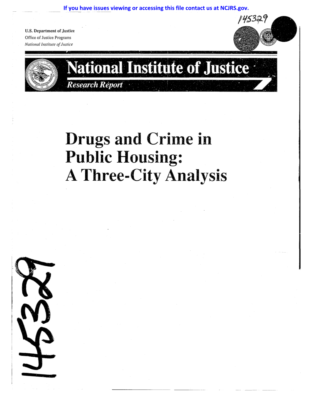 Drugs and Crime in Public Housing: a Three-City Analysis