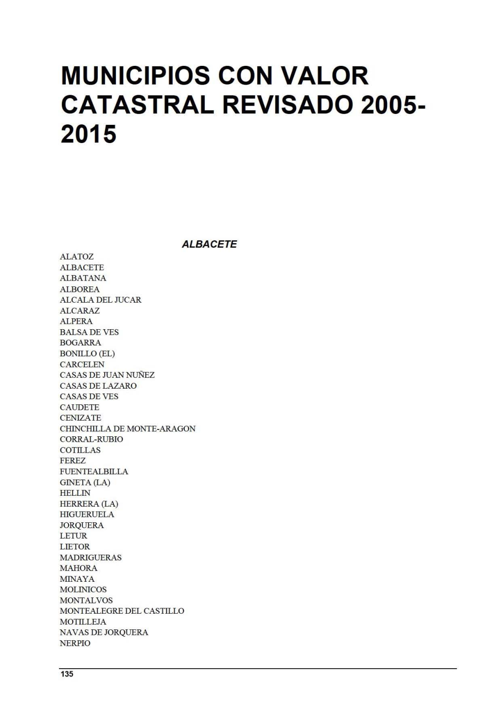 Municipios Con Valor Catastral Revisado 2005- 2015