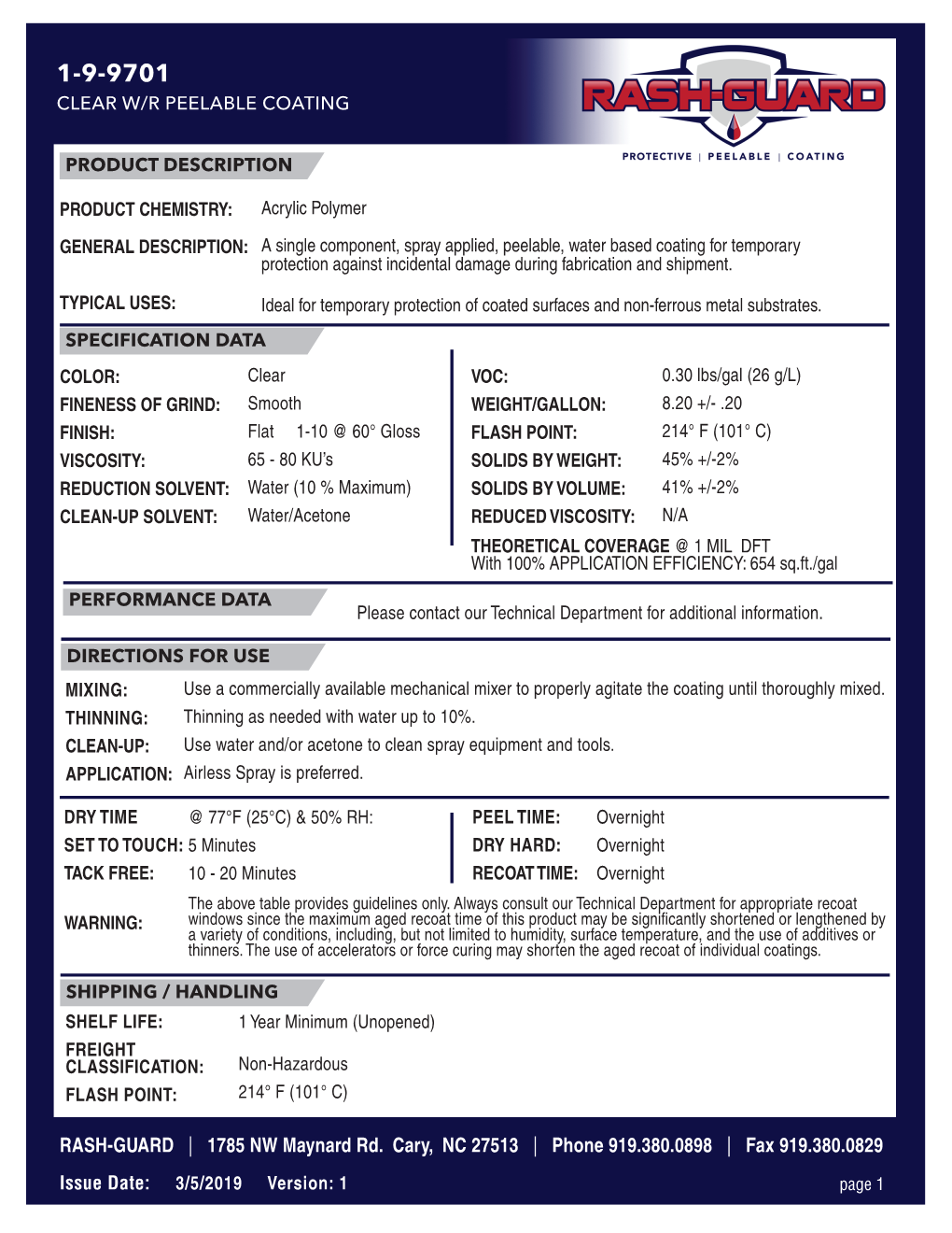 Rashguard Datasheet.Indd