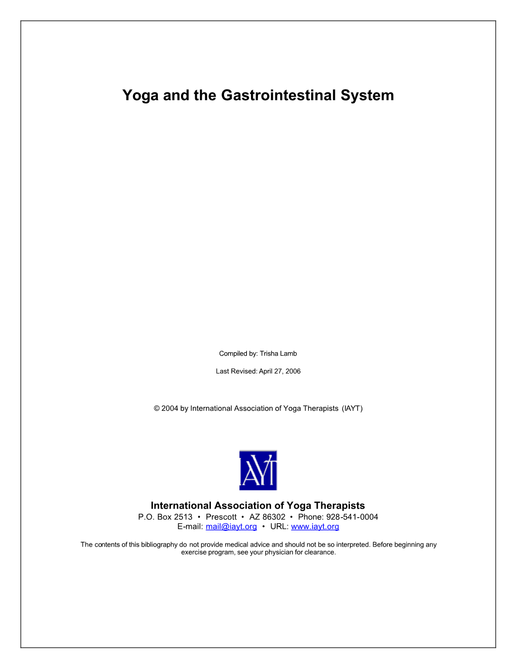 Yoga and the Gastrointestinal System