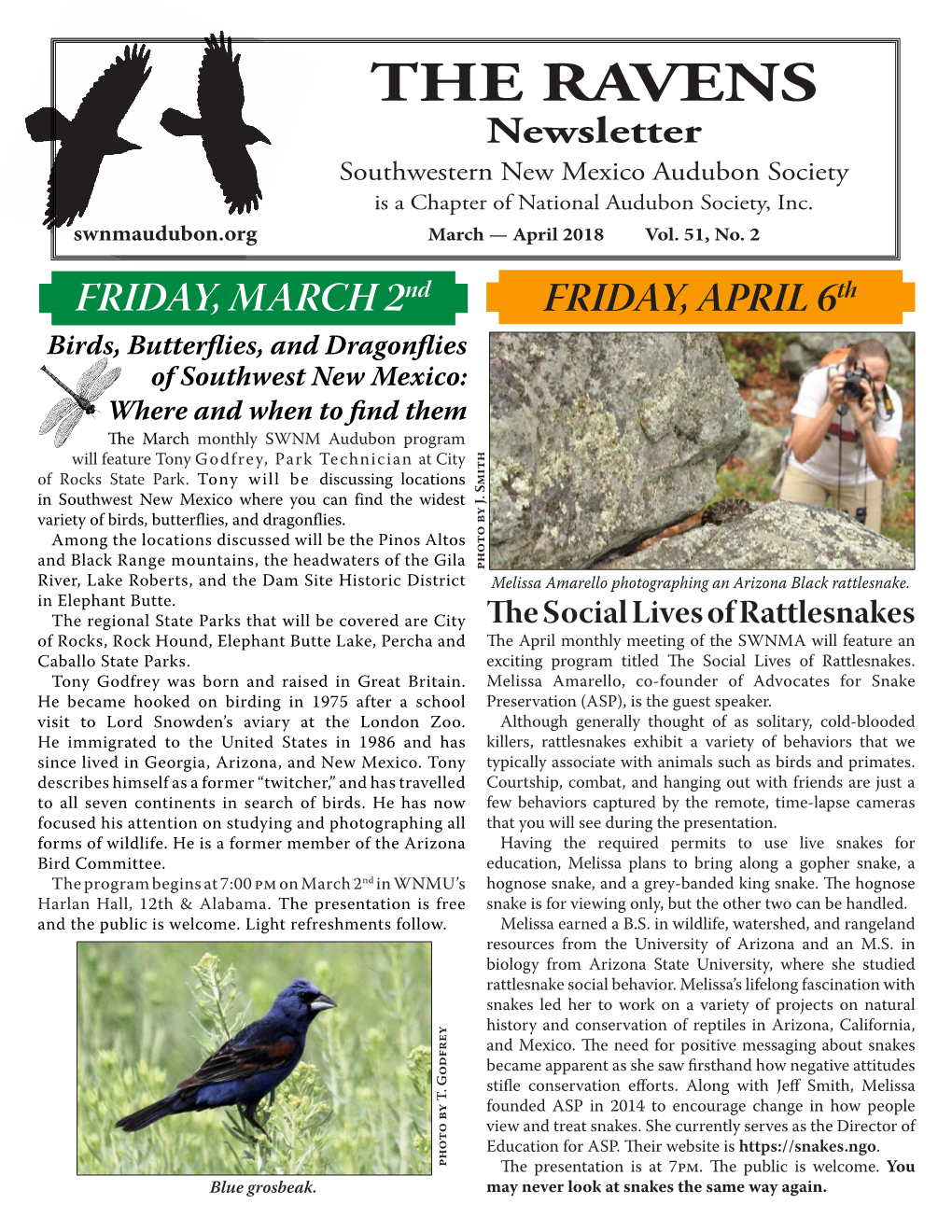 THE RAVENS Newsletter Southwestern New Mexico Audubon Society Is a Chapter of National Audubon Society, Inc