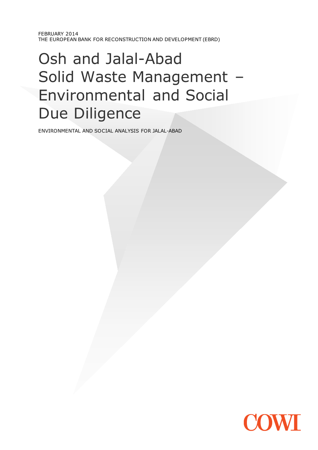 Osh and Jalal-Abad Solid Waste Management Environmental and Social Due Diligence