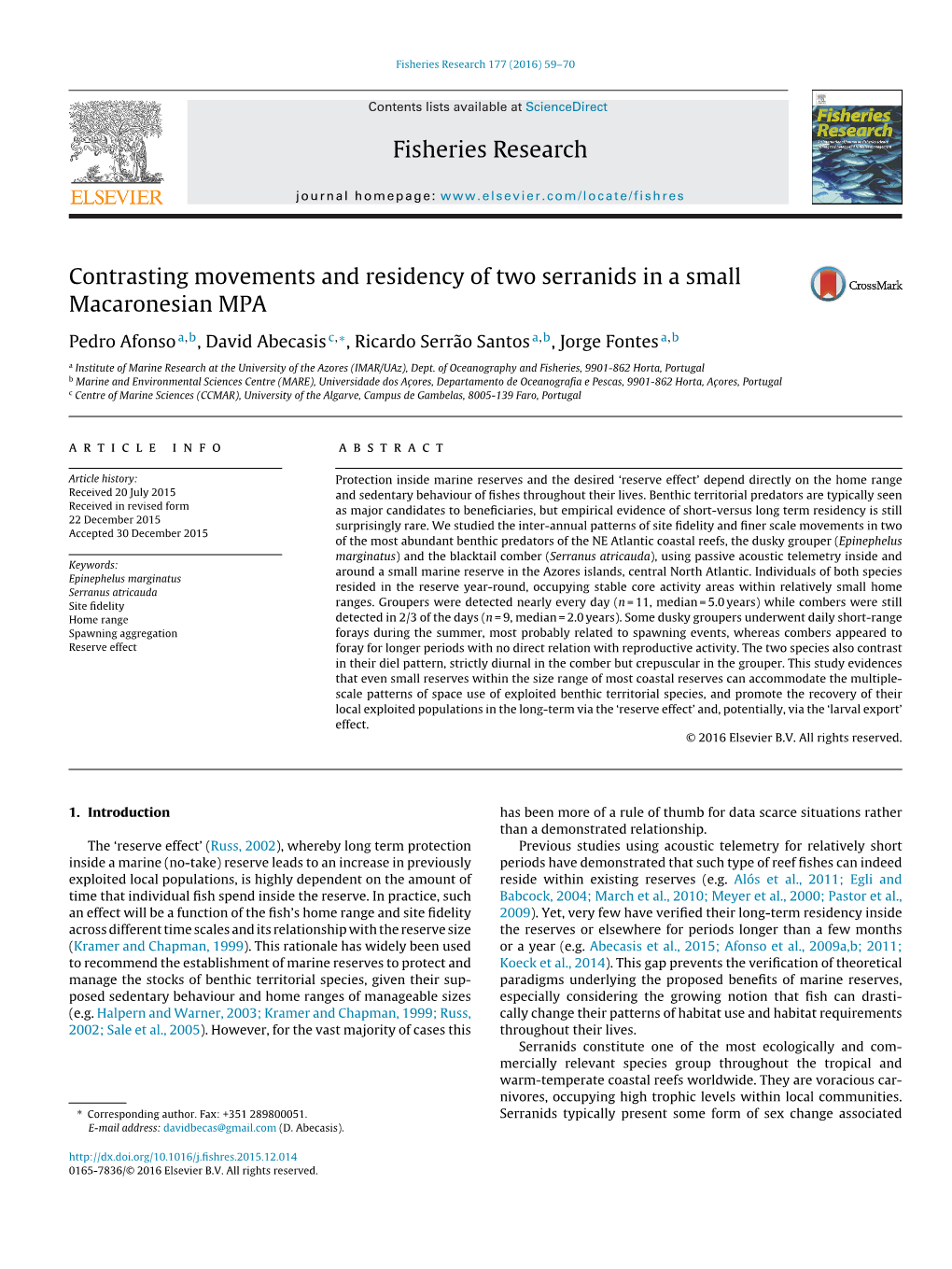 Fisheries Research 177 (2016) 59–70