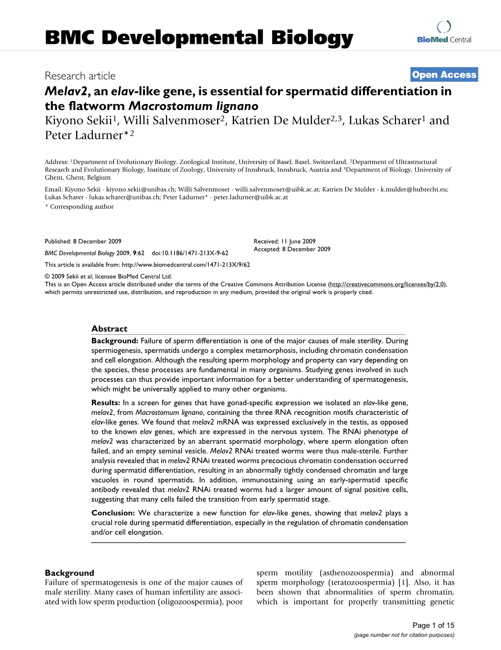 Melav2, an Elav-Like Gene, Is Essential for Spermatid Differentiation in The