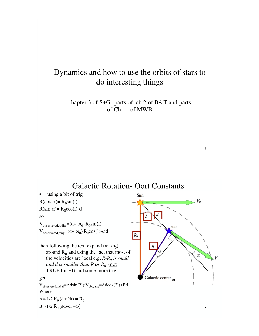 Oort Constants! • Using a Bit of Trig !