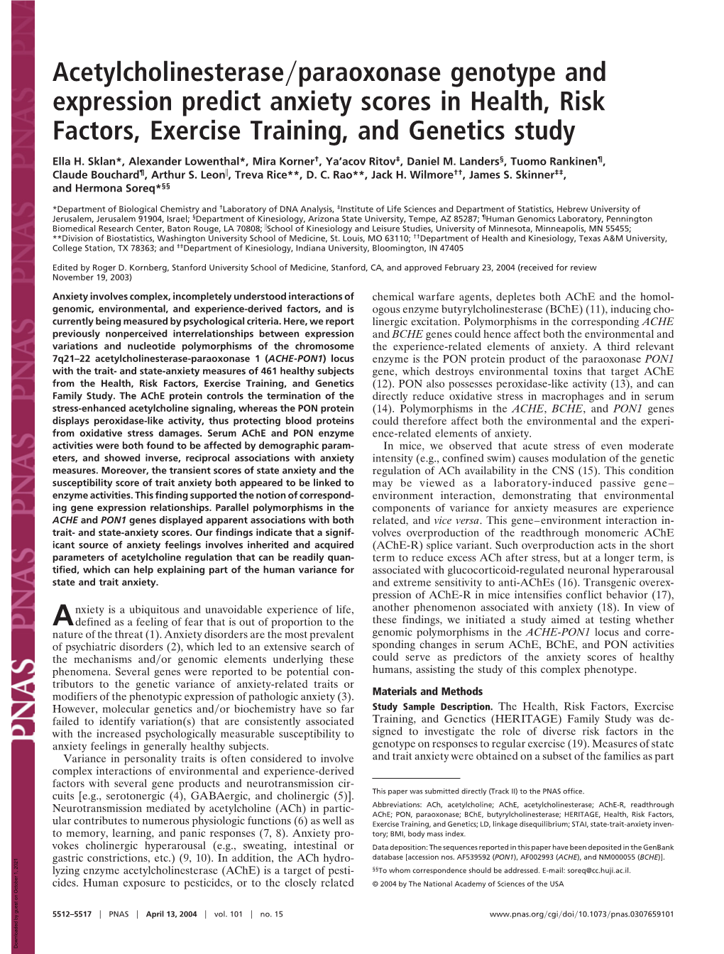 Acetylcholinesterase Paraoxonase Genotype and Expression Predict