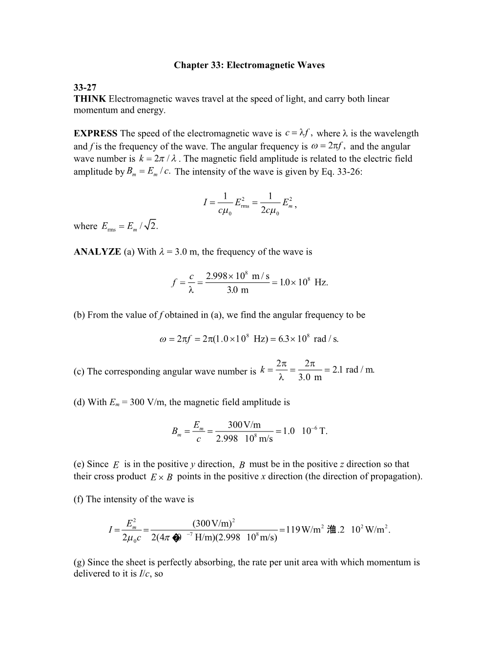 Chapter 33: Electromagnetic Waves