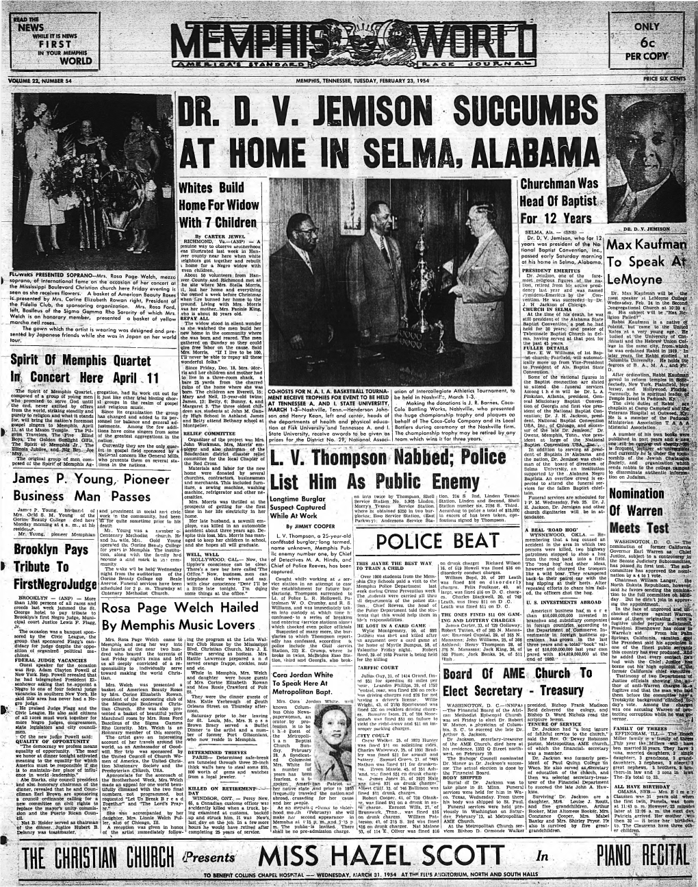 ALABAMA ‘ -;X Whites Build Churchman Was Home for Widow Head of Baptist 'Ol12years with 7 Children^