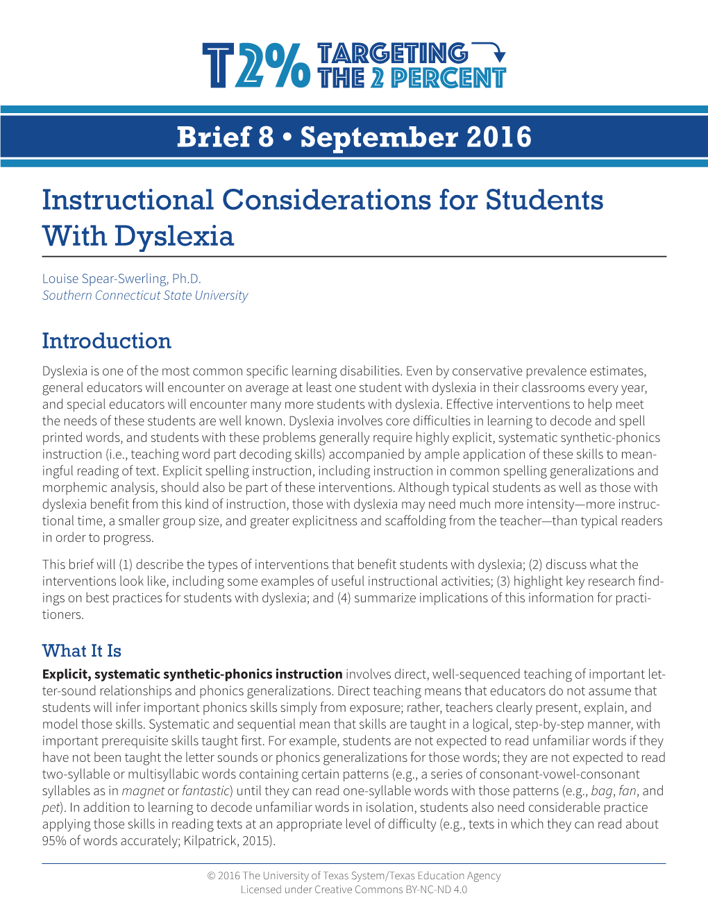 Instructional Considerations for Students with Dyslexia ‖ 1