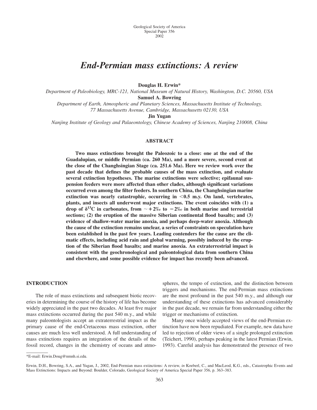 End-Permian Mass Extinctions: a Review