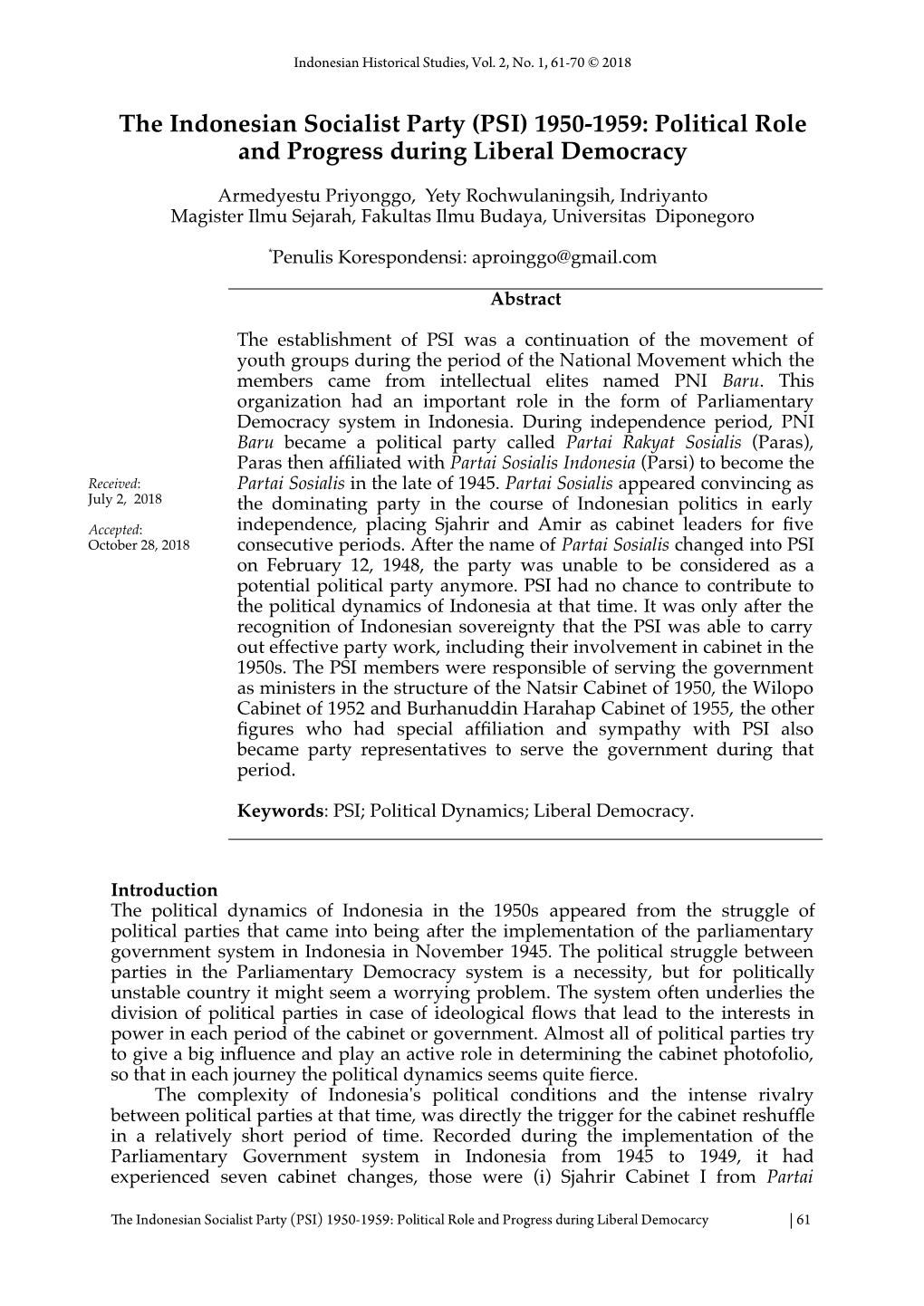 (PSI) 1950-1959: Political Role and Progress During Liberal Democracy