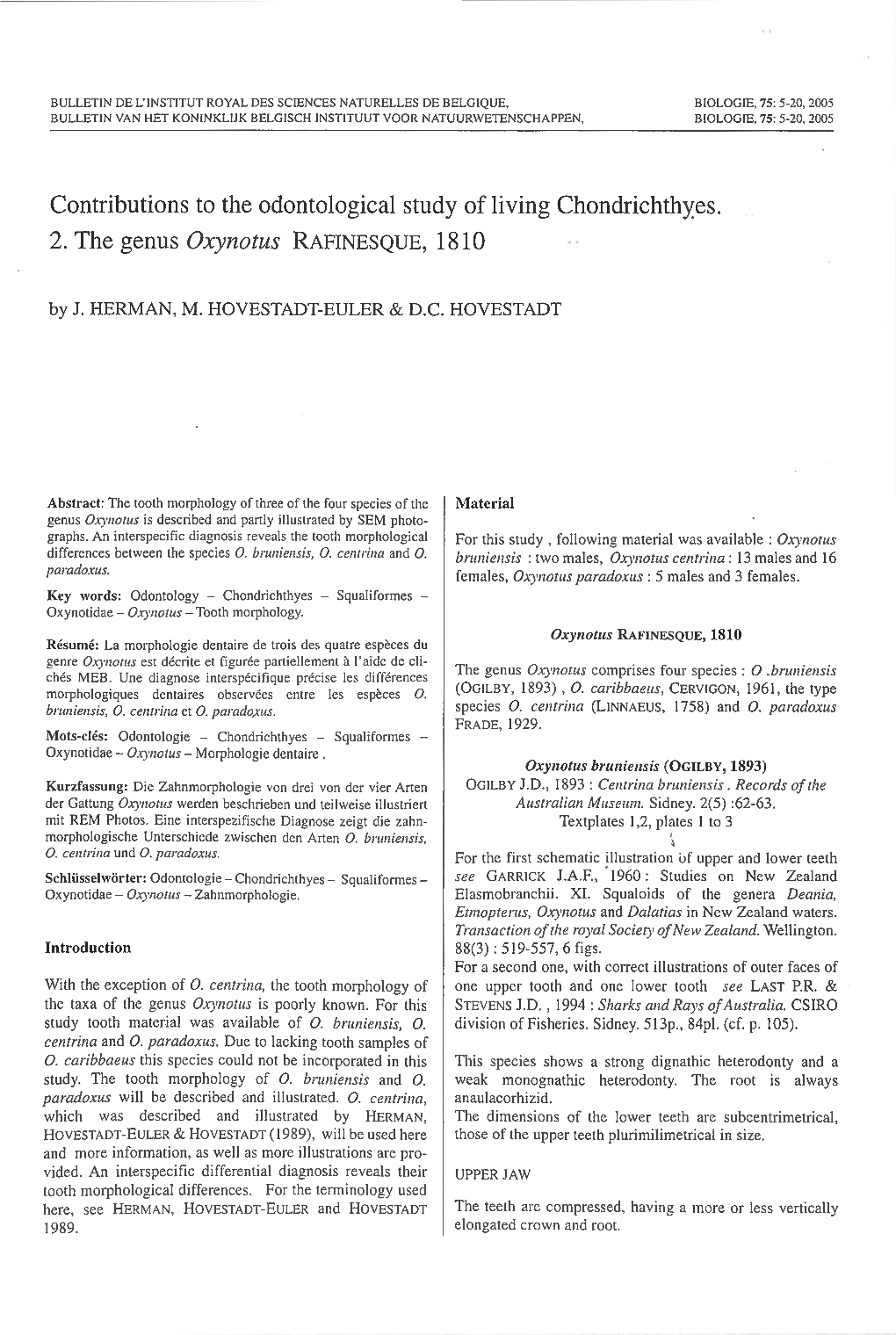 Contributions to the Odontological Study of Living Chondrichthy,Es. 2