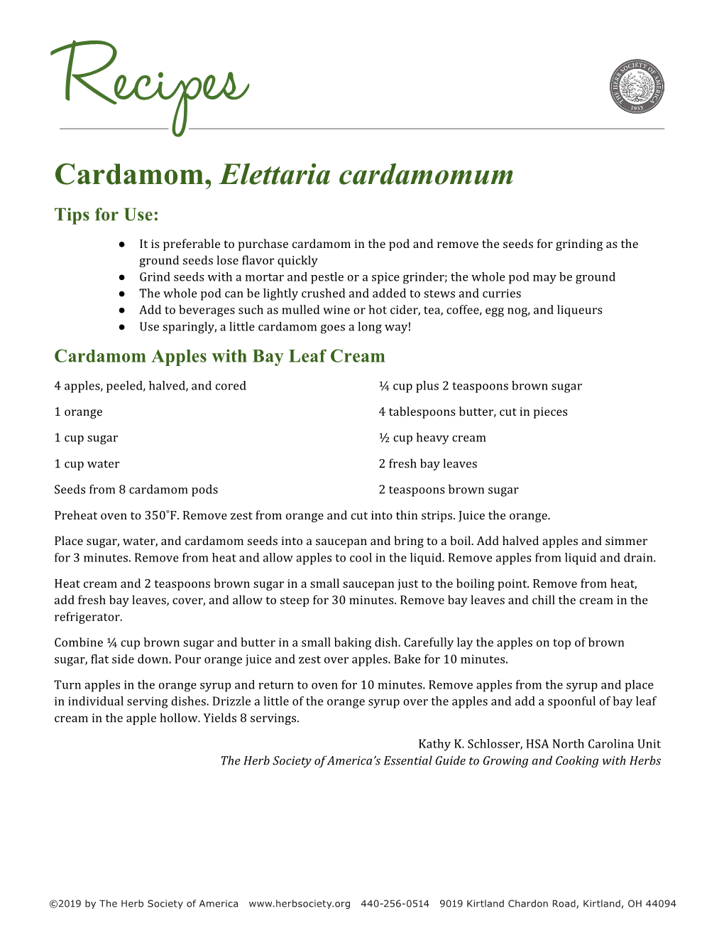 Cardamom, Elettaria Cardamomum Tips for Use