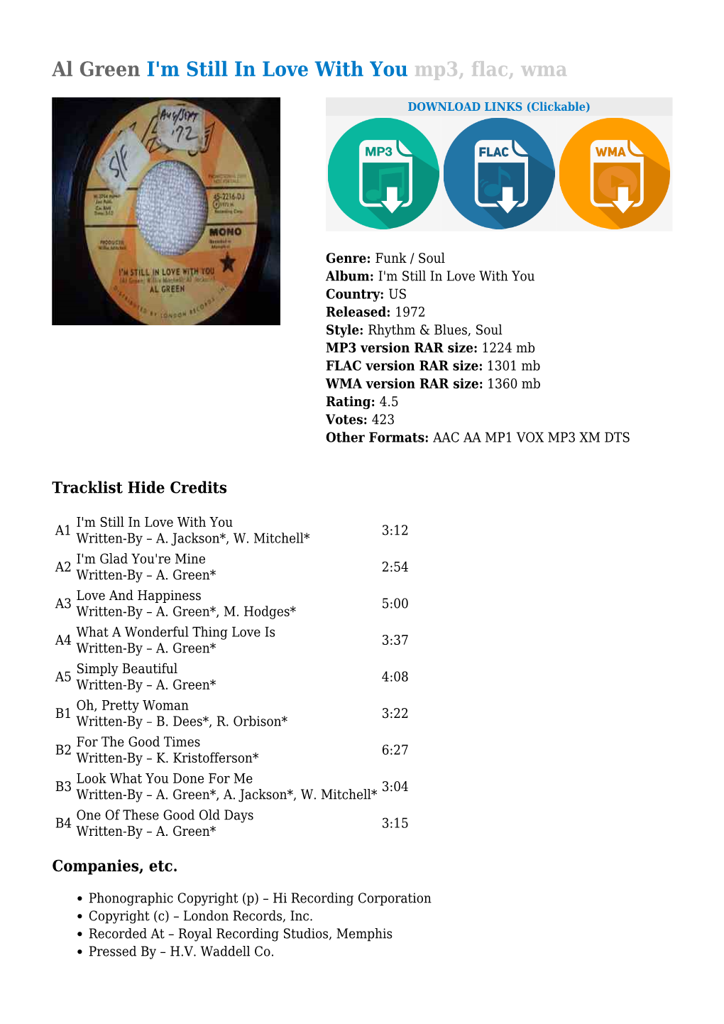 Al Green I'm Still in Love with You Mp3, Flac, Wma