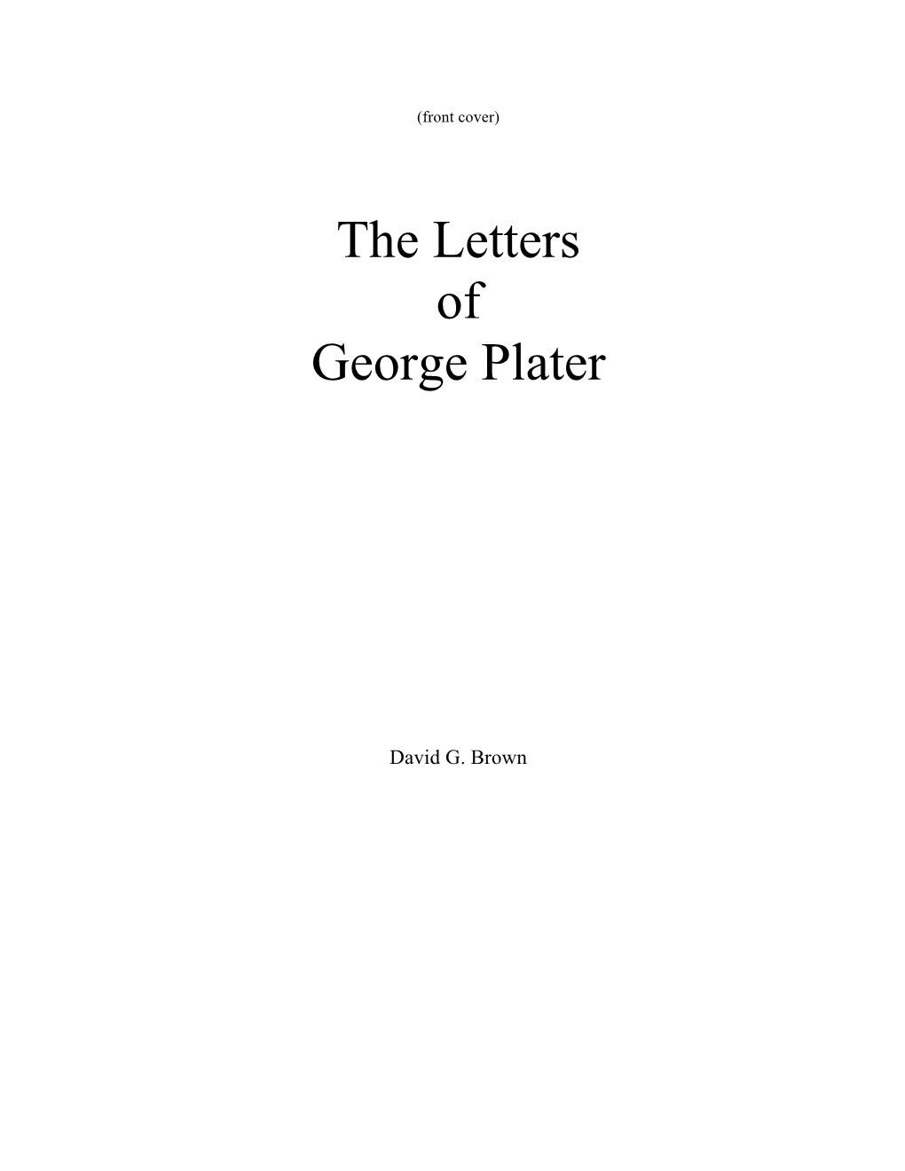 The Letters of George Plater