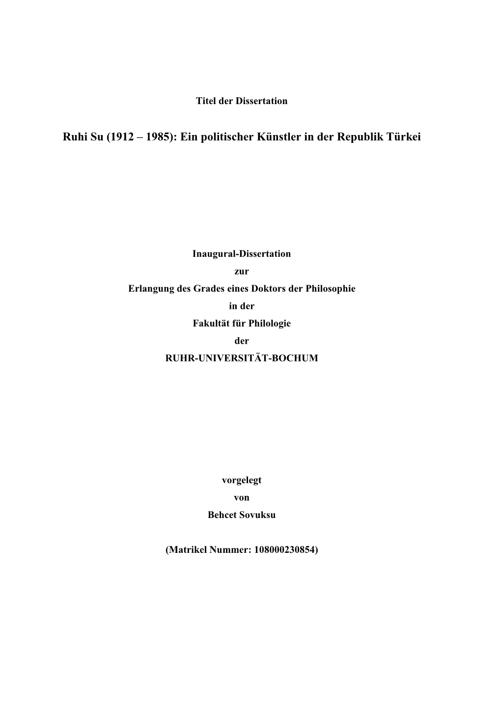 Ruhi Su (1912 – 1985): Ein Politischer Künstler in Der Republik Türkei