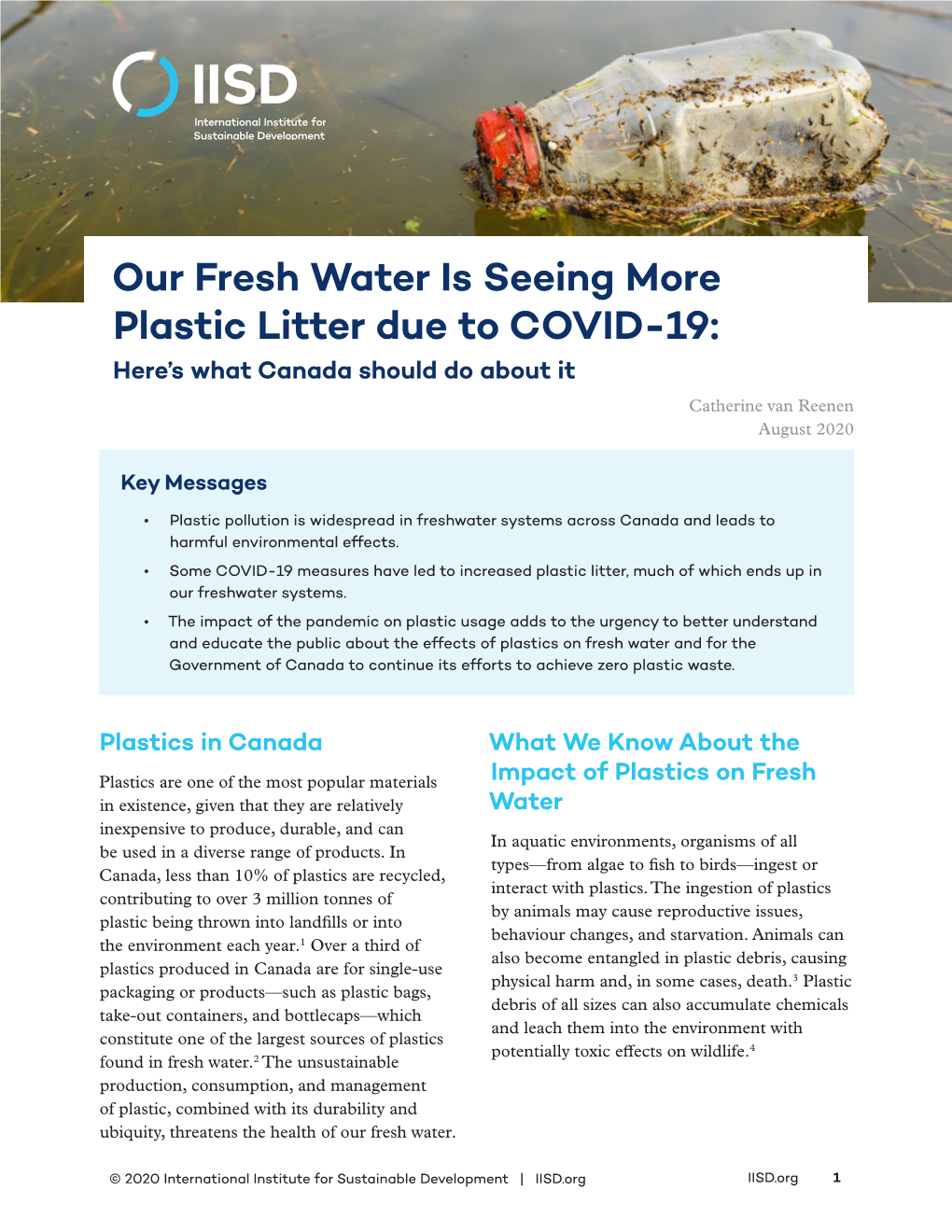 Our Fresh Water Is Seeing More Plastic Litter Due to COVID-19: Here’S What Canada Should Do About It Catherine Van Reenen August 2020