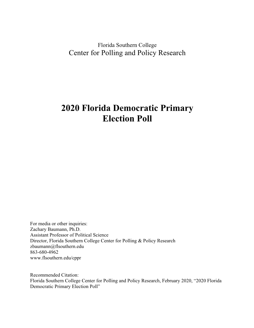 2020 Florida Democratic Primary Election Poll