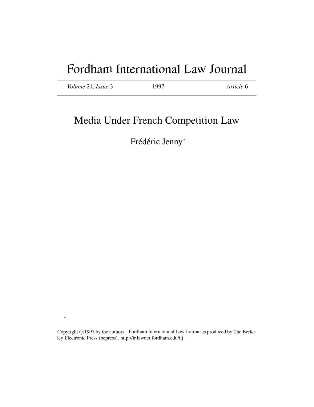 Media Under French Competition Law