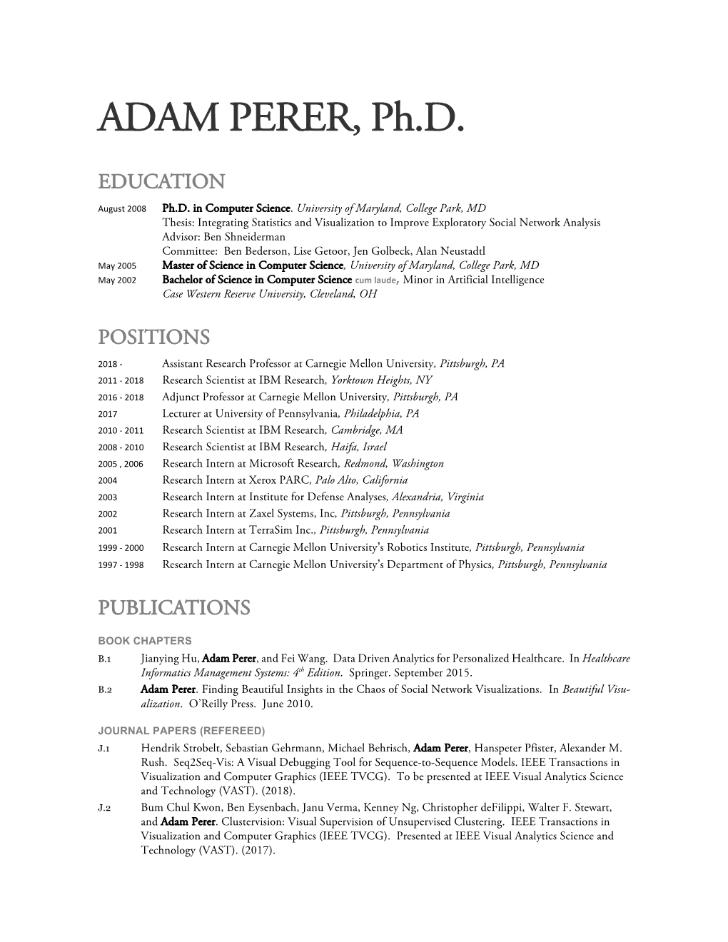 ADAM PERER, Ph.D