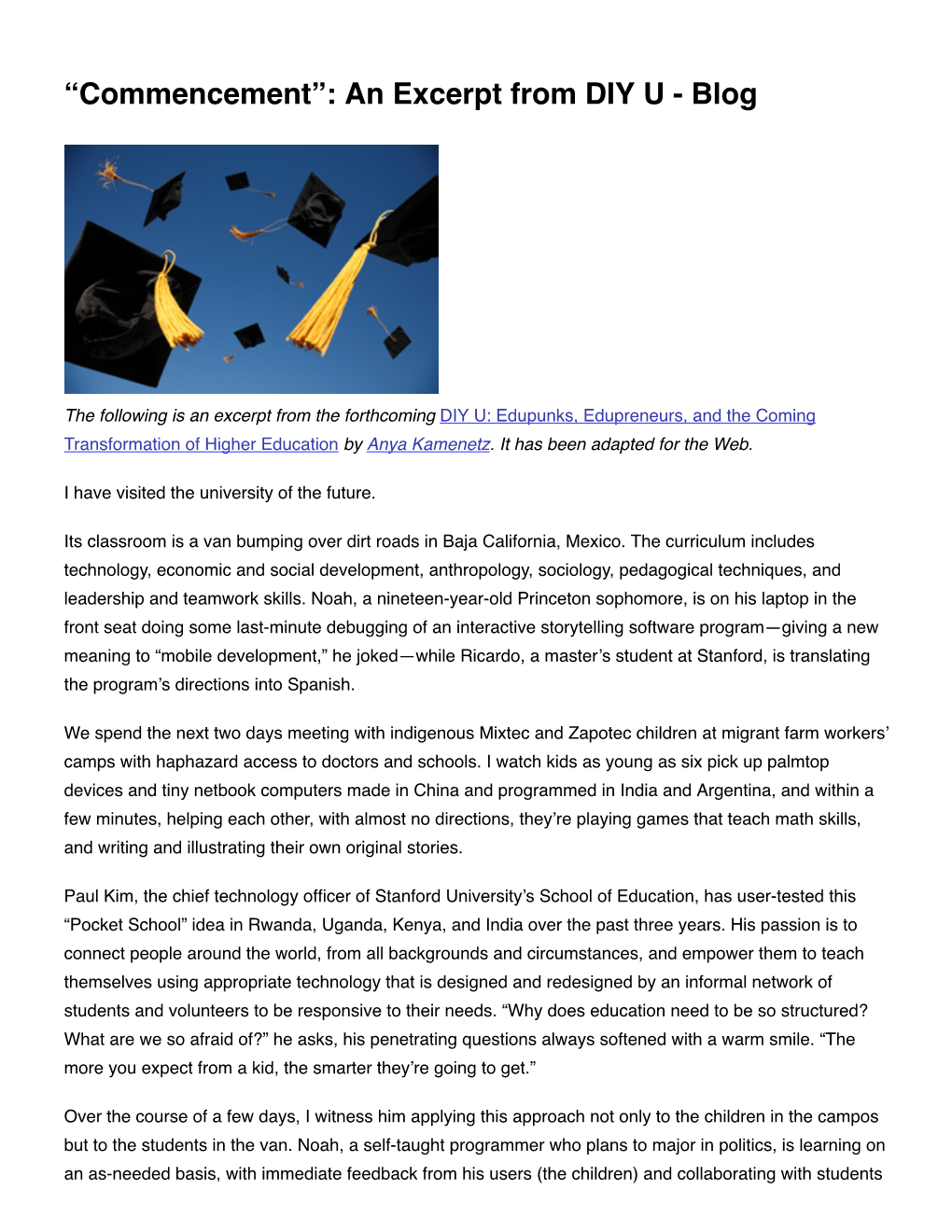 “Commencement”: an Excerpt from DIY U - Blog