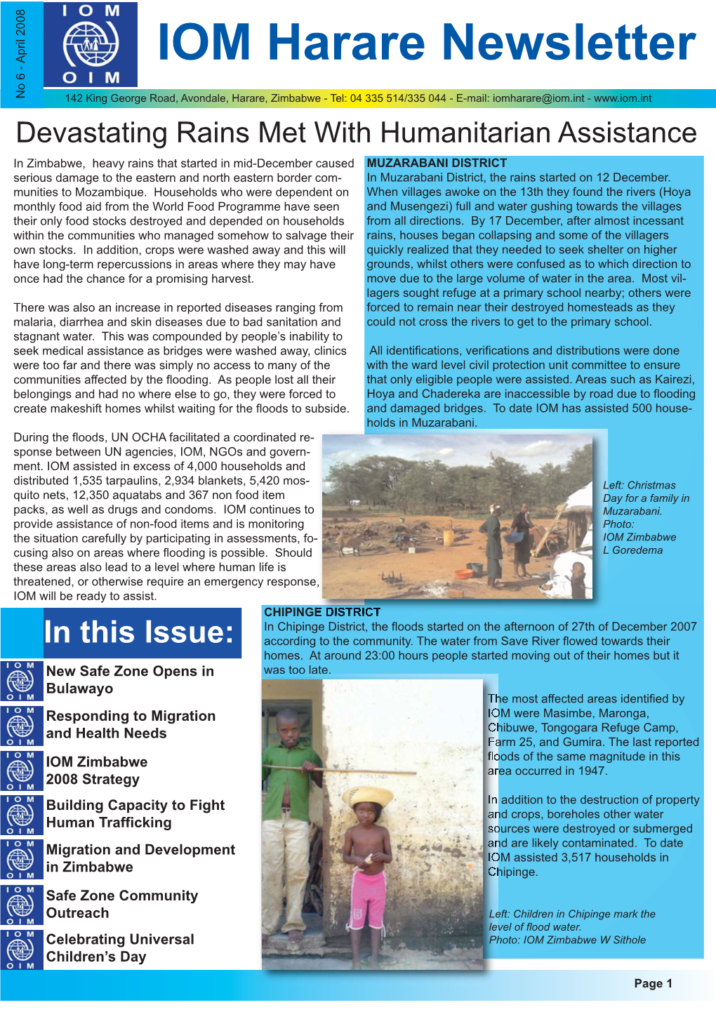 IOM Harare Newsletter No 6:Layout 1.Qxd