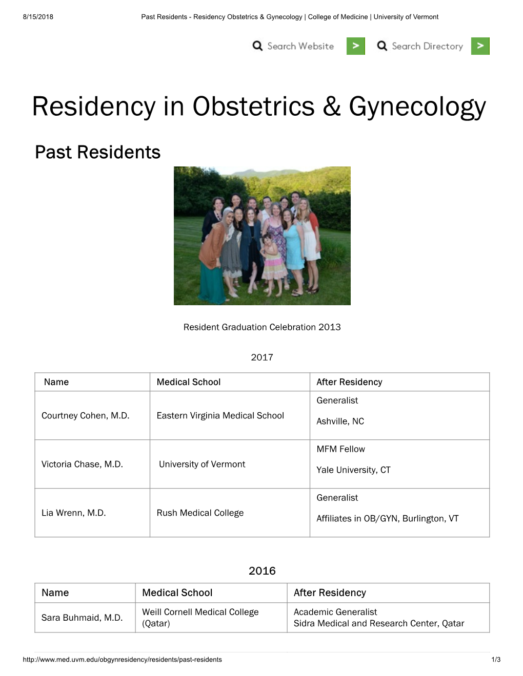 Residency in Obstetrics & Gynecology