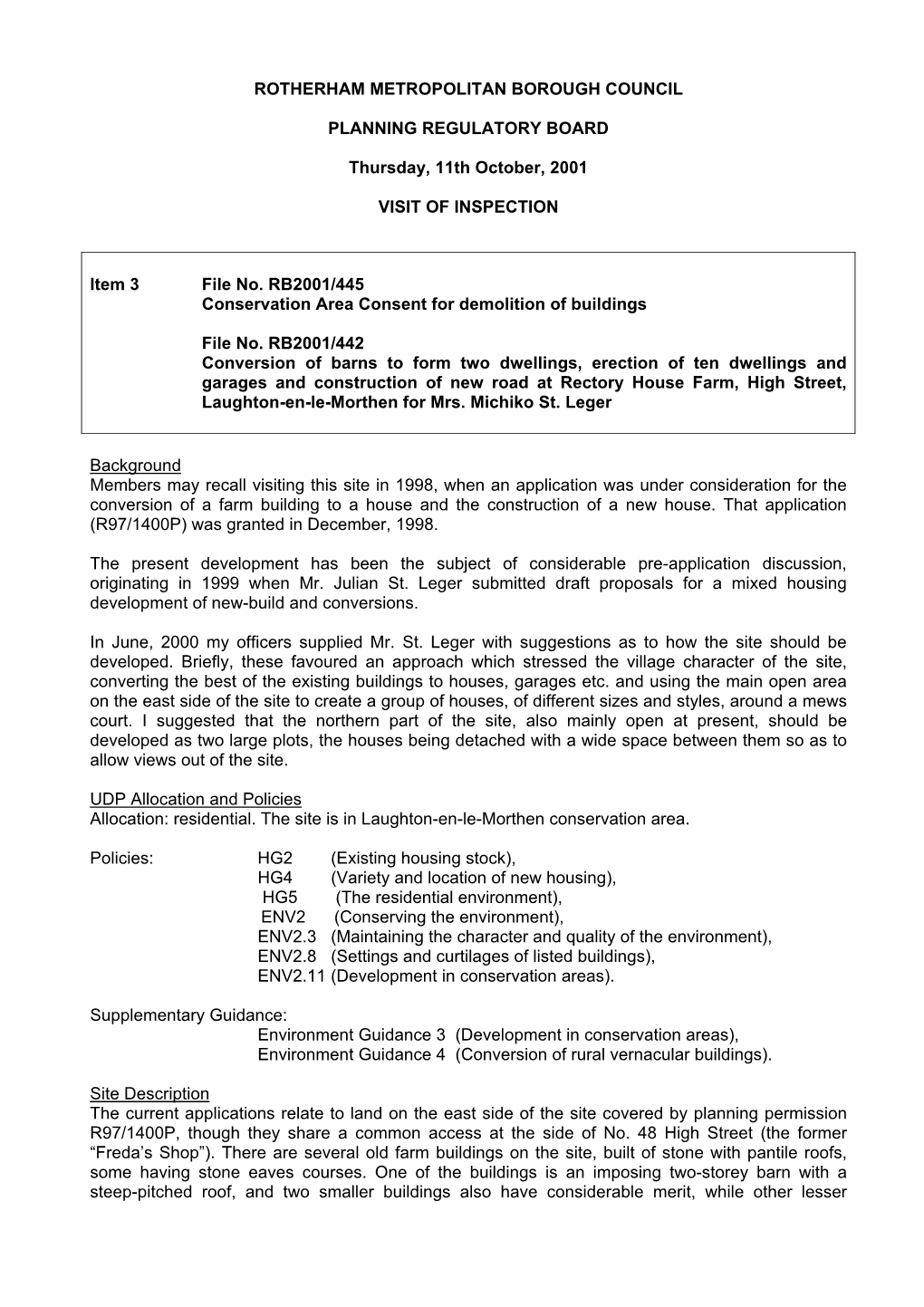 Rotherham Metropolitan Borough Council Planning