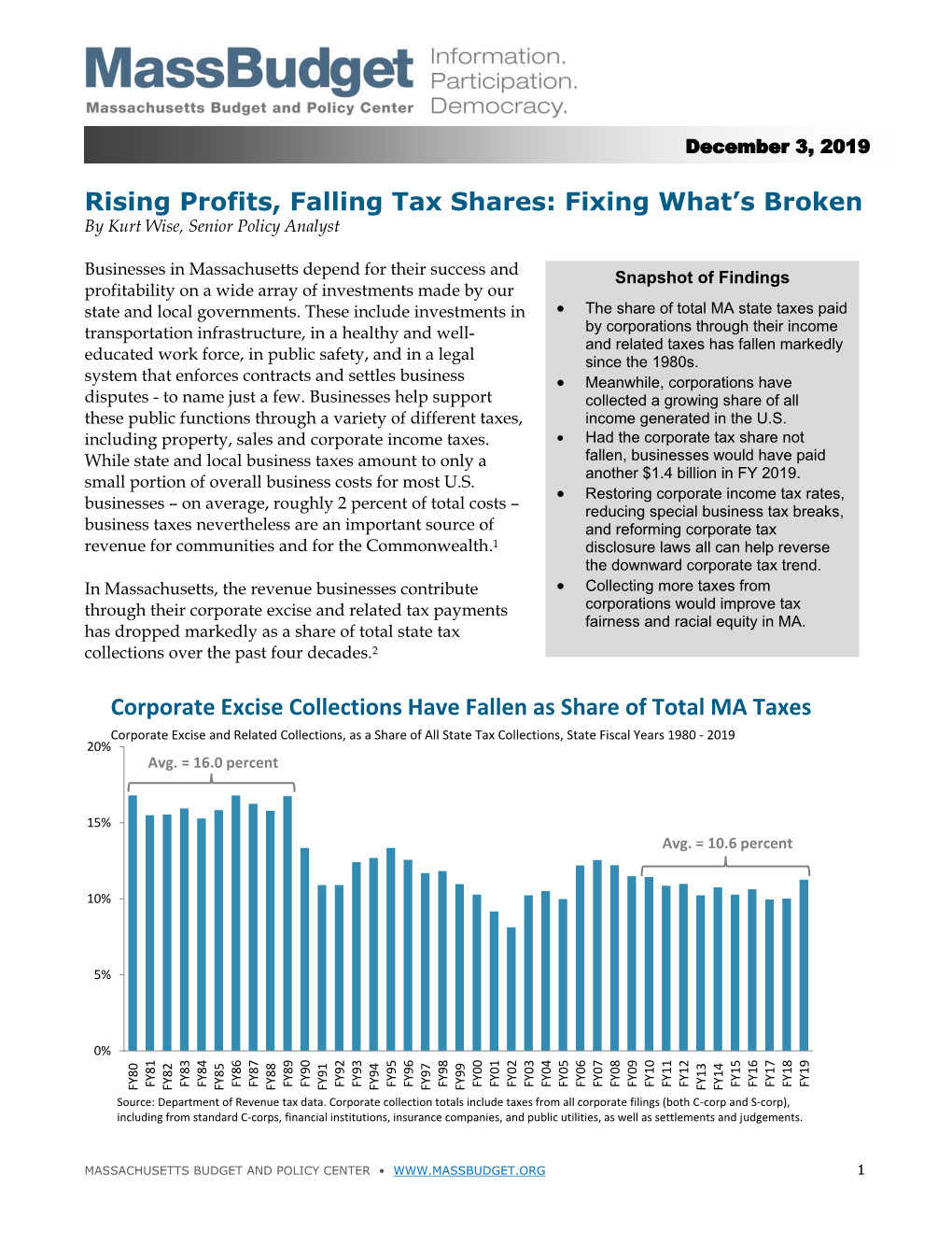 Rising Profits, Falling Tax Shares: Fixing What's Broken Corporate