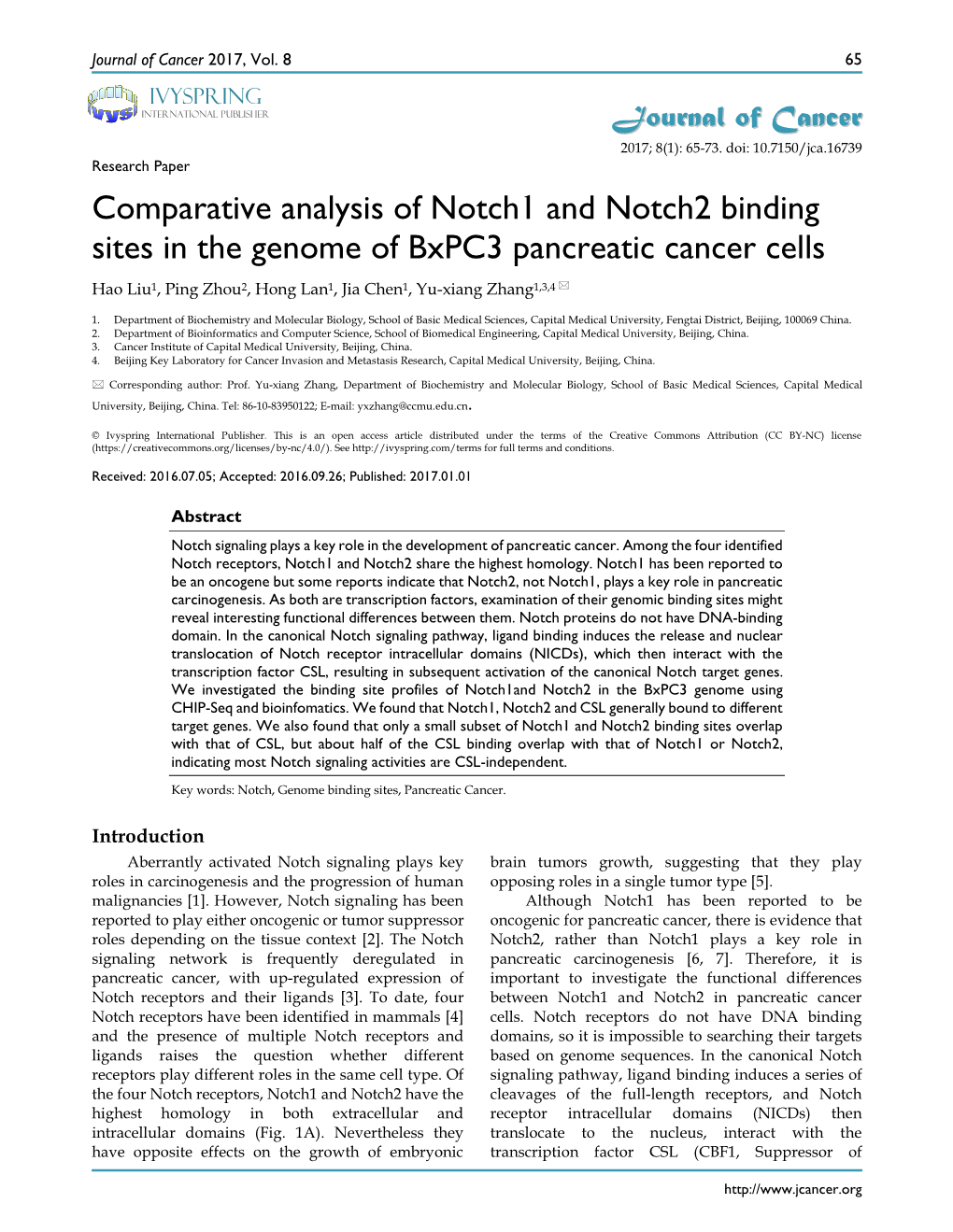 Comparative Analysis of Notch1 and Notch2 Binding Sites in the Genome