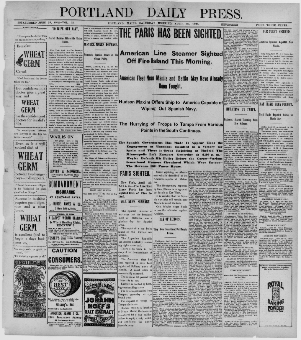 Portland Daily Press: April 30, 1898