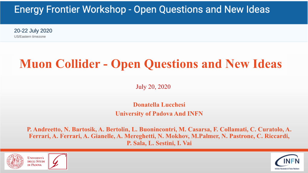 Muon Collider - Open Questions and New Ideas