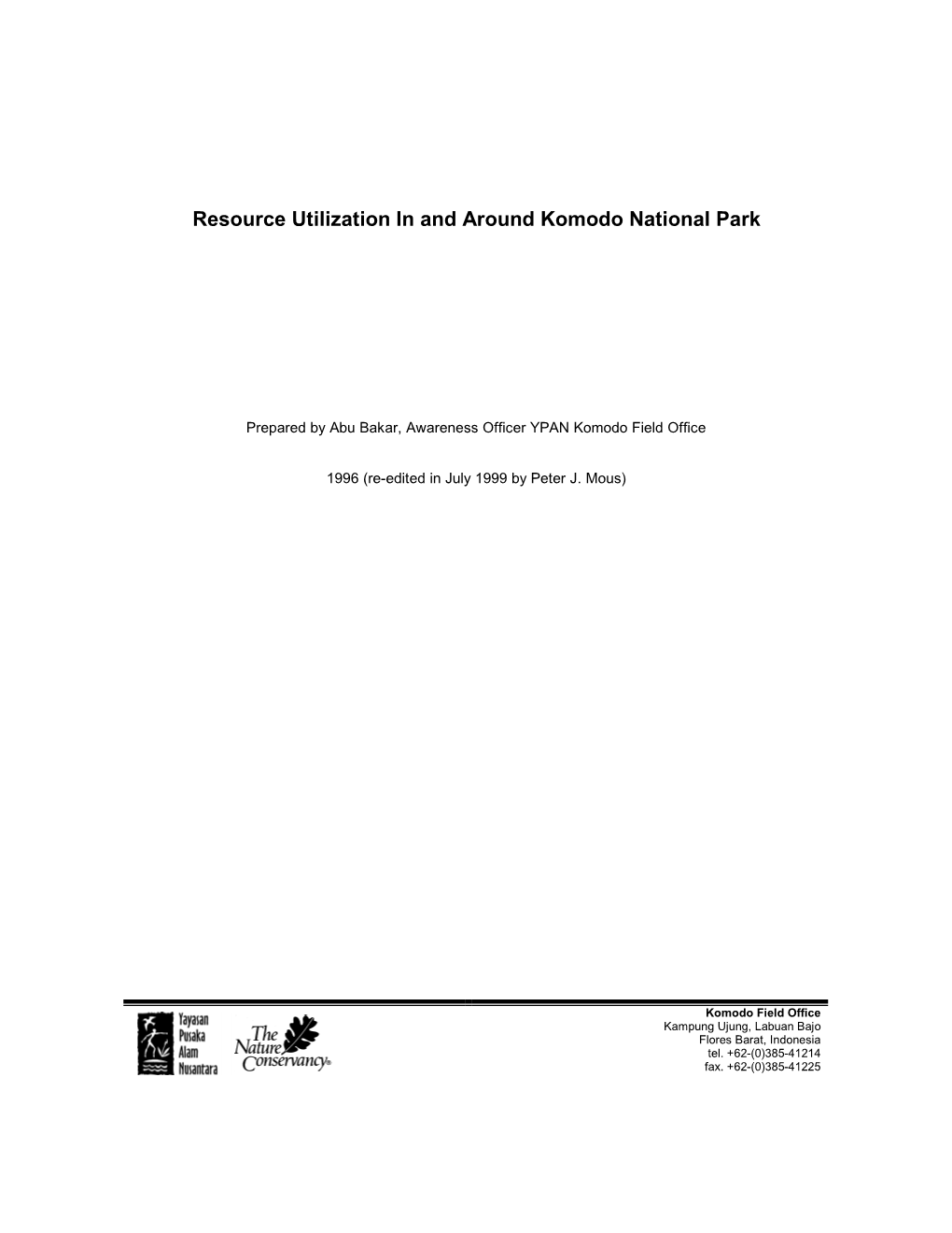 Resource Utilization in and Around Komodo National Park