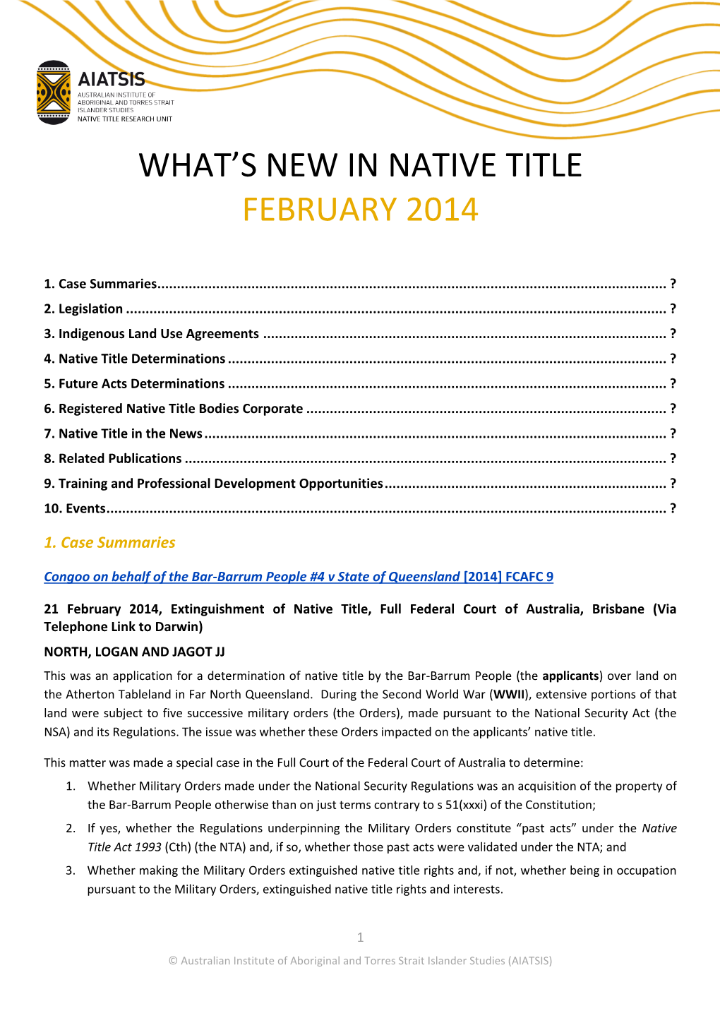 What's New in Native Title February 2014