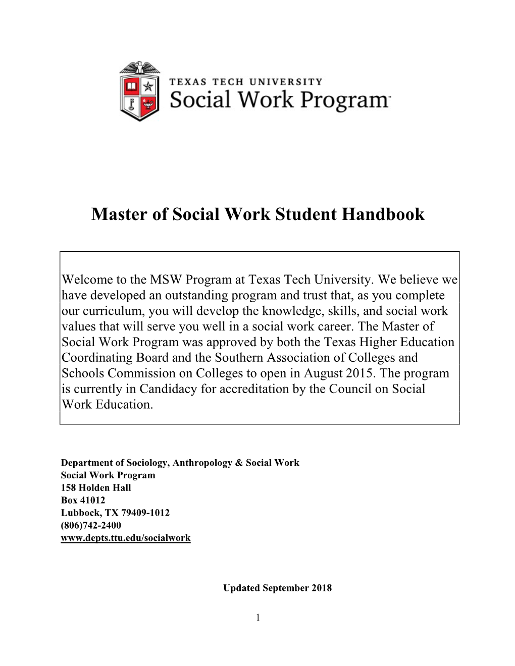 Master of Social Work Student Handbook