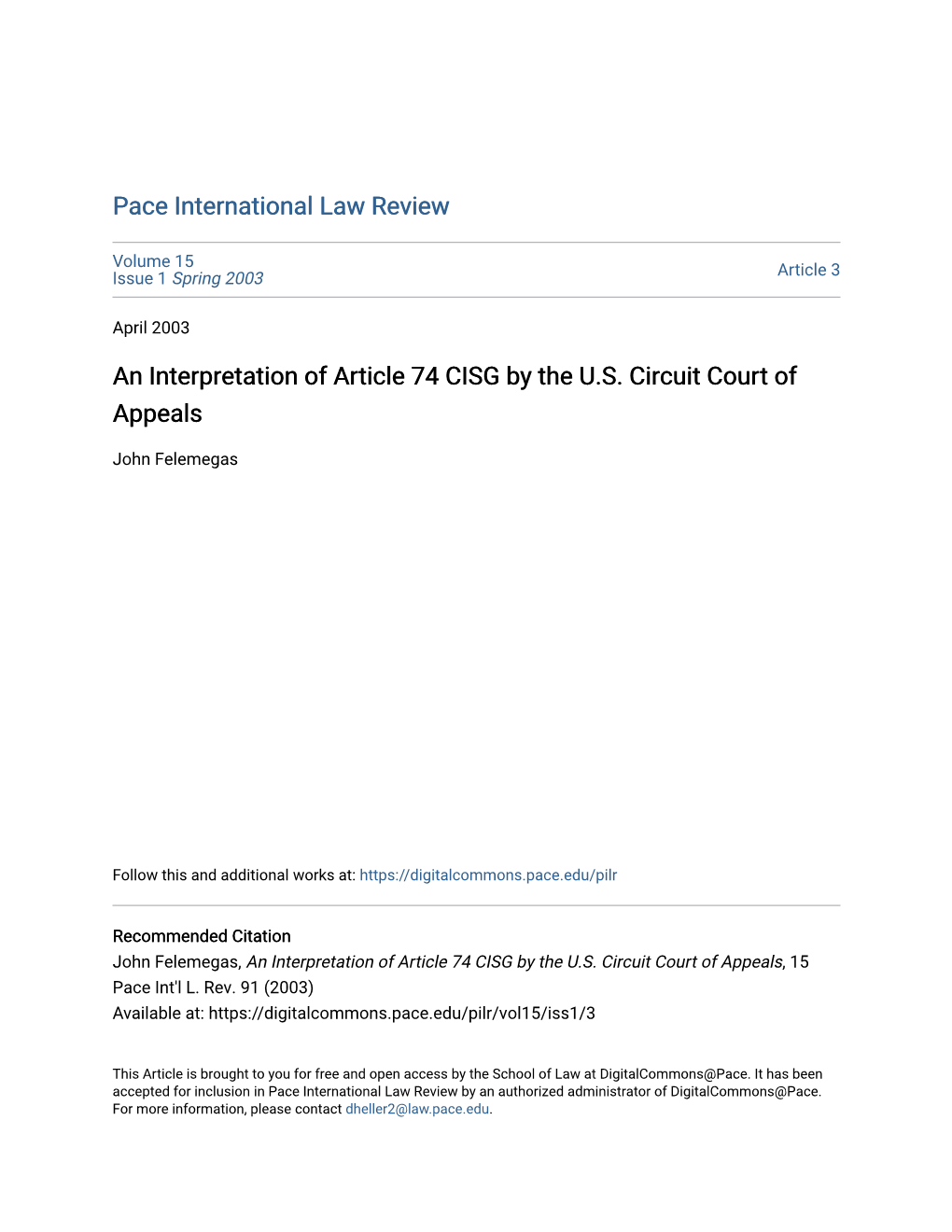 An Interpretation of Article 74 CISG by the U.S. Circuit Court of Appeals