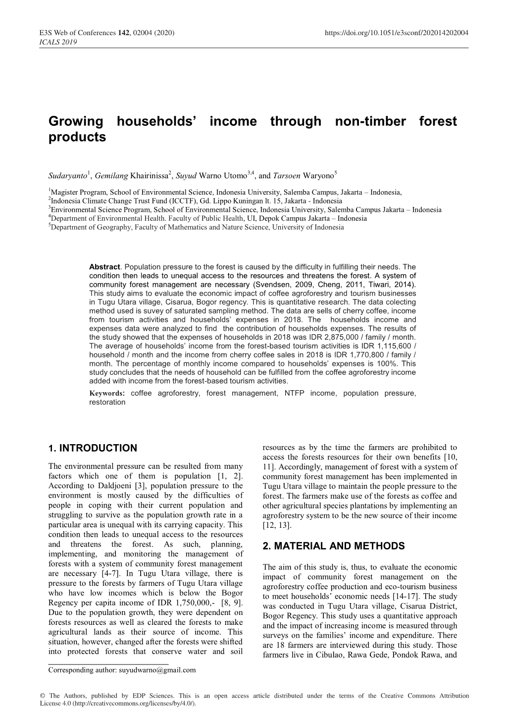 Growing Households' Income Through Non-Timber Forest Products