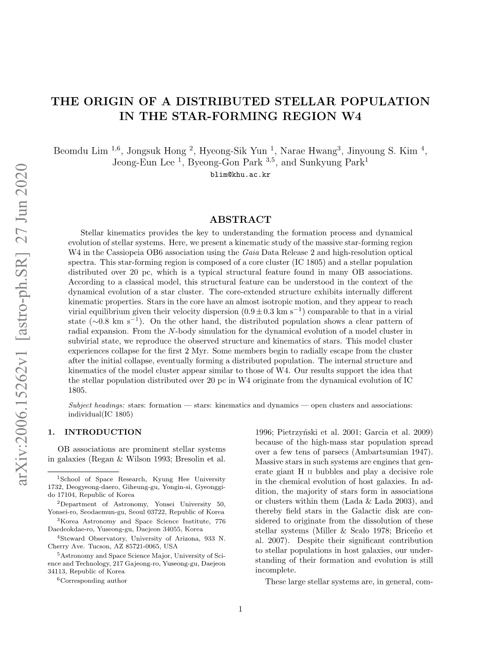 Arxiv:2006.15262V1 [Astro-Ph.SR] 27 Jun 2020