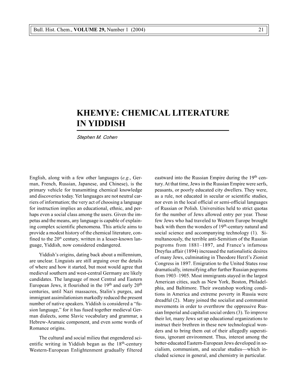 Khemye: Chemical Literature in Yiddish