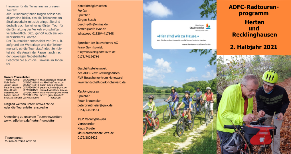 ADFC-Radtouren- Programm Herten Und Recklinghausen 2. Halbjahr 2021